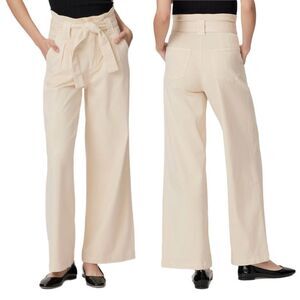 NWT Paige “Harper” paper bag waist wide leg pants in blond sand size 31